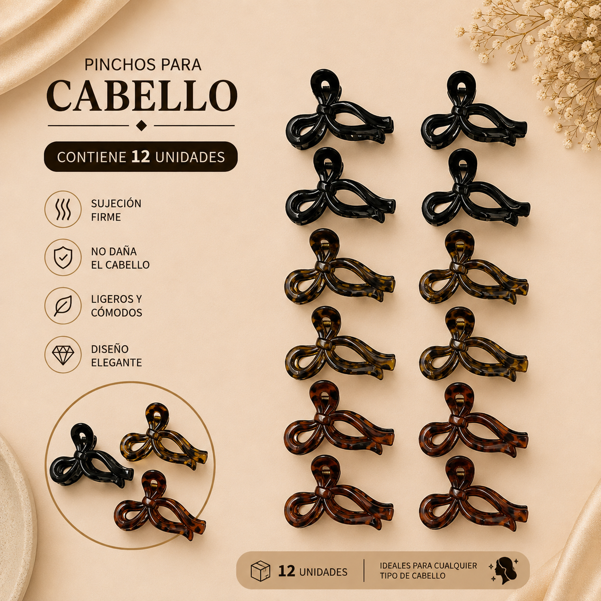 Pinchos negro/cafes grande x 12 unidades (4F-50)