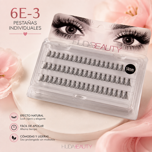 Pestañas postizas individuales 14mm Huda Beauty x 12 blister  (6E-3)