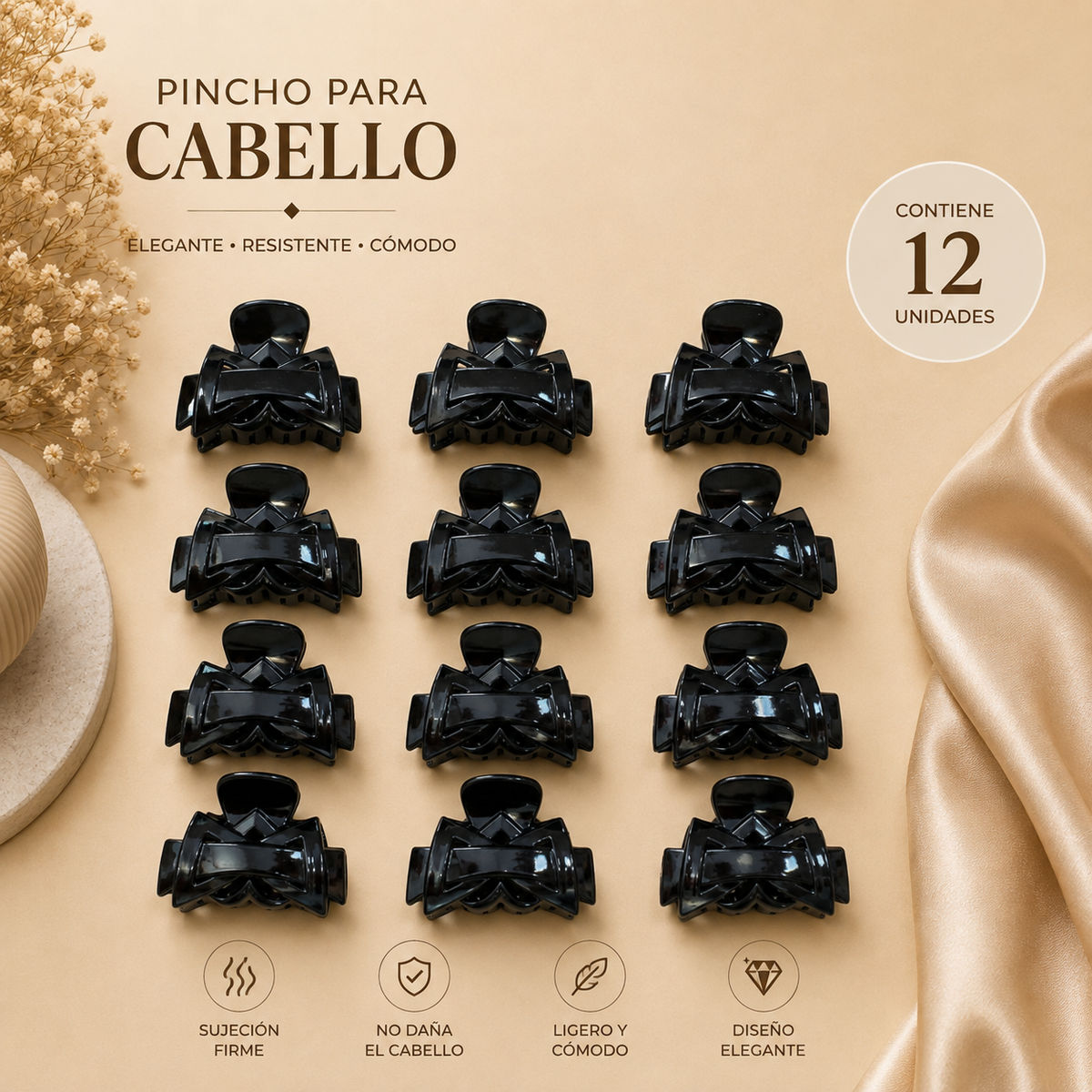 Pinchos negro pequeño x 12 unidades (4F-51)
