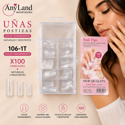 Uñas enteras transparente x100 (106-1T)