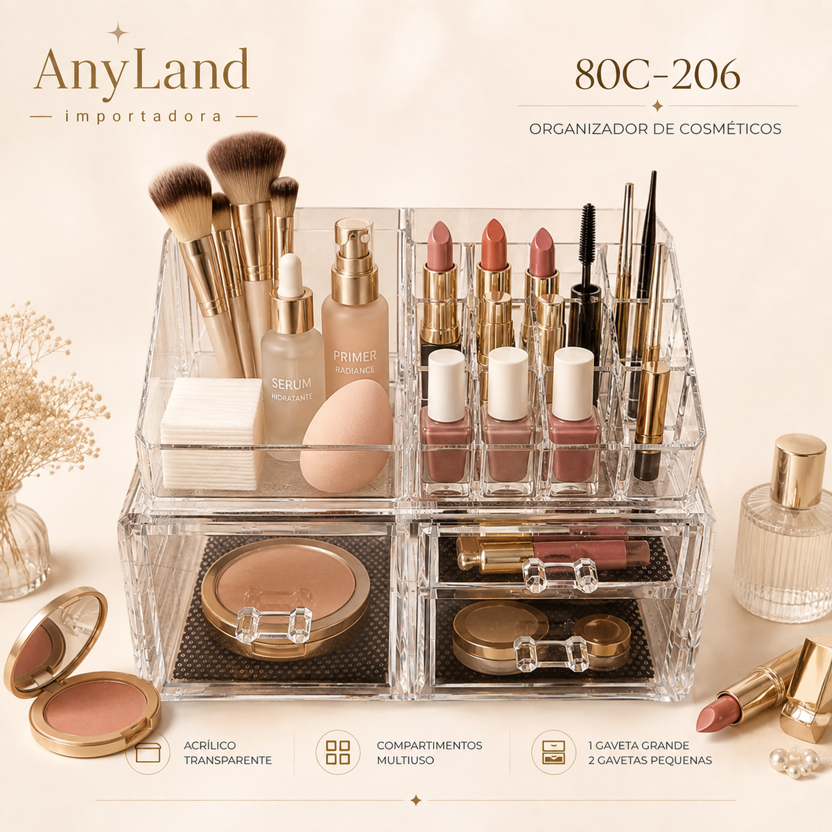 Exhibidor acrílico para joyas y maquillaje (80C-206)