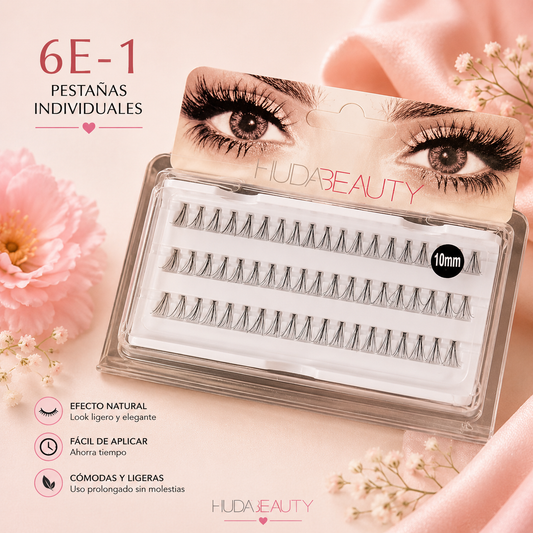 Pestañas postizas individuales 10mm Huda Beauty C x 12 blister  (6E-1)