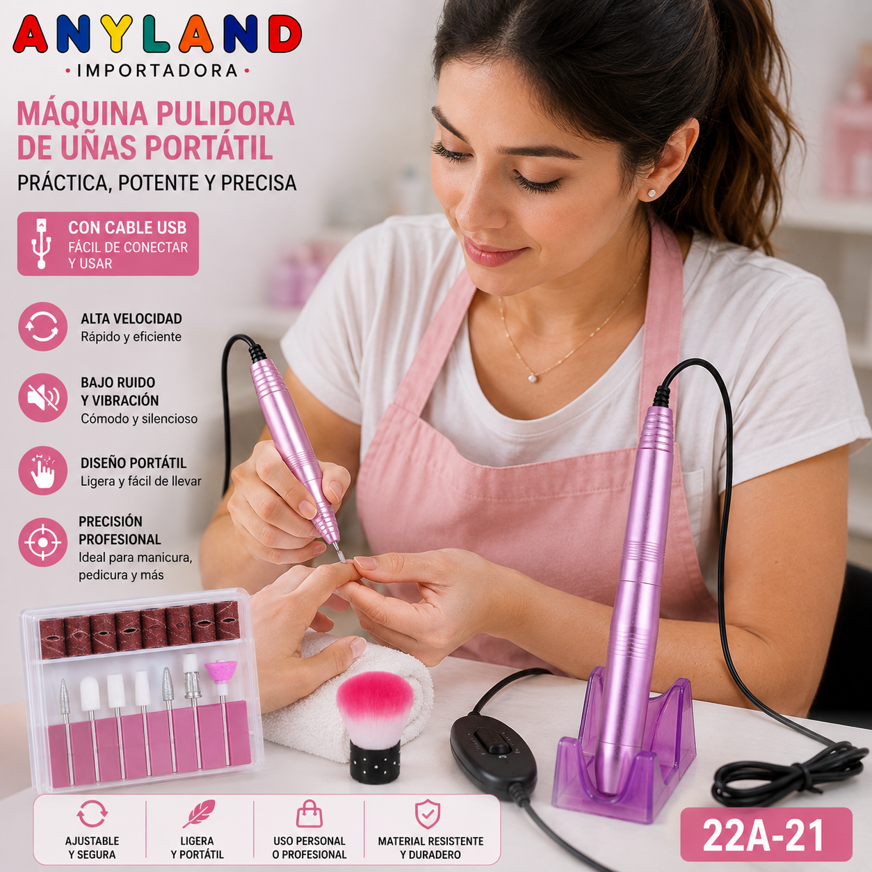 Pulidor de uña eléctrico portátil profesional 11 en 1 (22A-21)