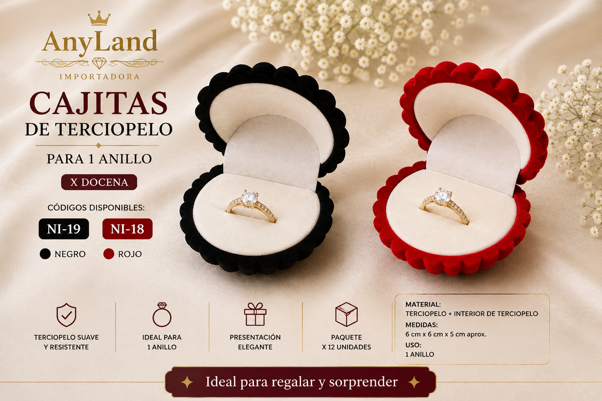 Caja tipo concha para 1 anillo N/R X12 unidades (NI-18)