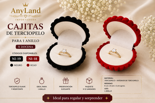 Caja tipo concha para 1 anillo N/R X12 unidades (NI-18)