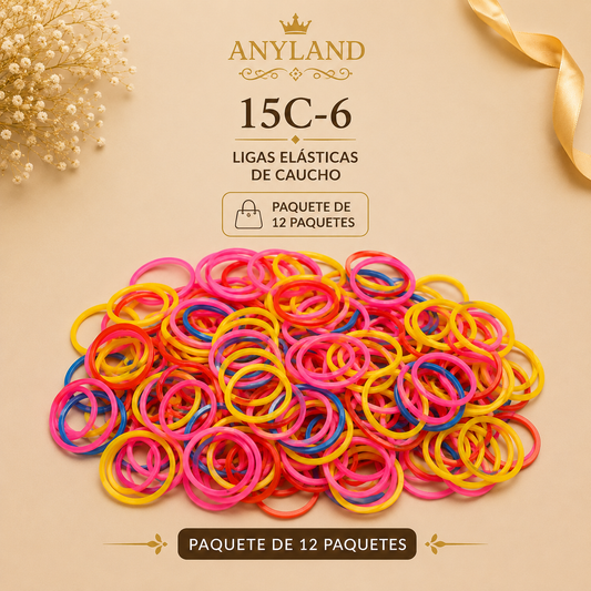 Ligas de caucho colores funda por 12 paquetes (15C-6)