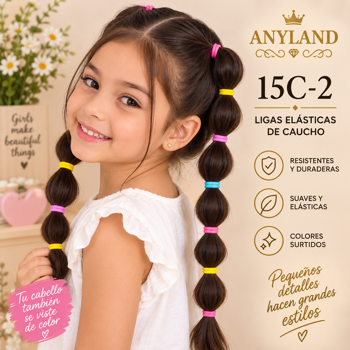 Ligas de caucho colores funda por 12 paquetes (15C-2)
