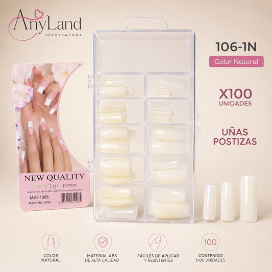Uñas enteras color naturales x100 (106-1N)