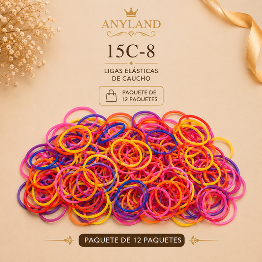 Ligas de caucho colores funda por 12 paquetes (15C-8)