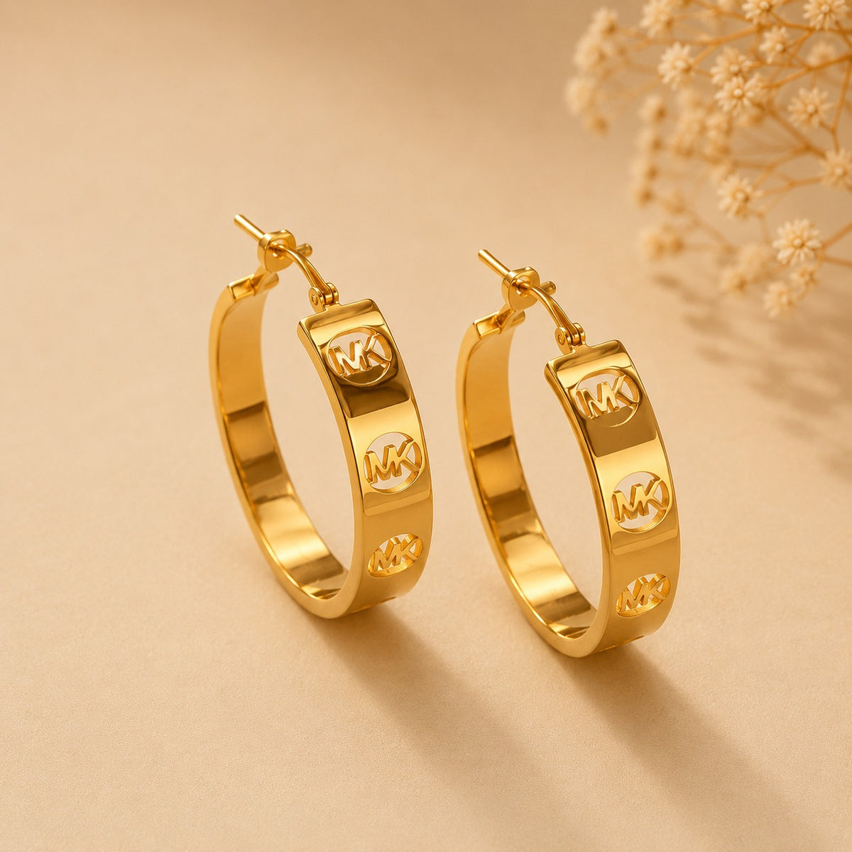 Aretes dorado de acero quirúrgico (COD.88-186)