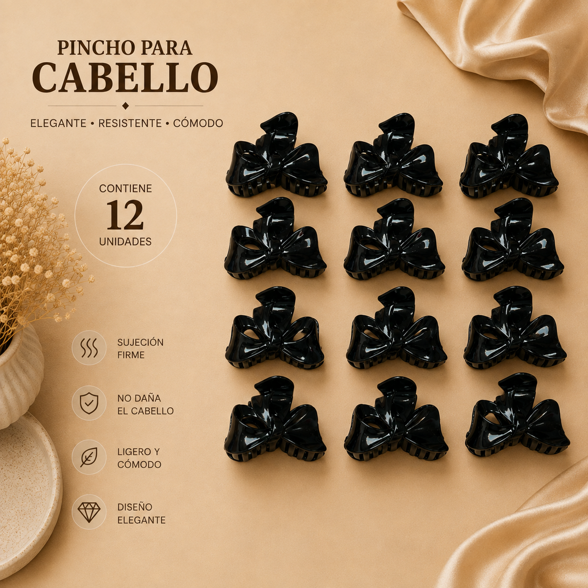 Pinchos negro grande x 12 unidades (168-5)