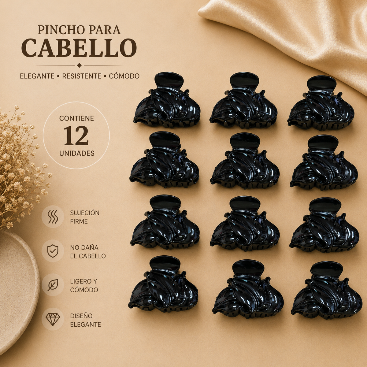Pinchos negro grande x 12 unidades (4F-2)