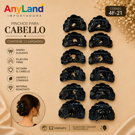 Pinchos negro grande x 12 unidades (4F-21)