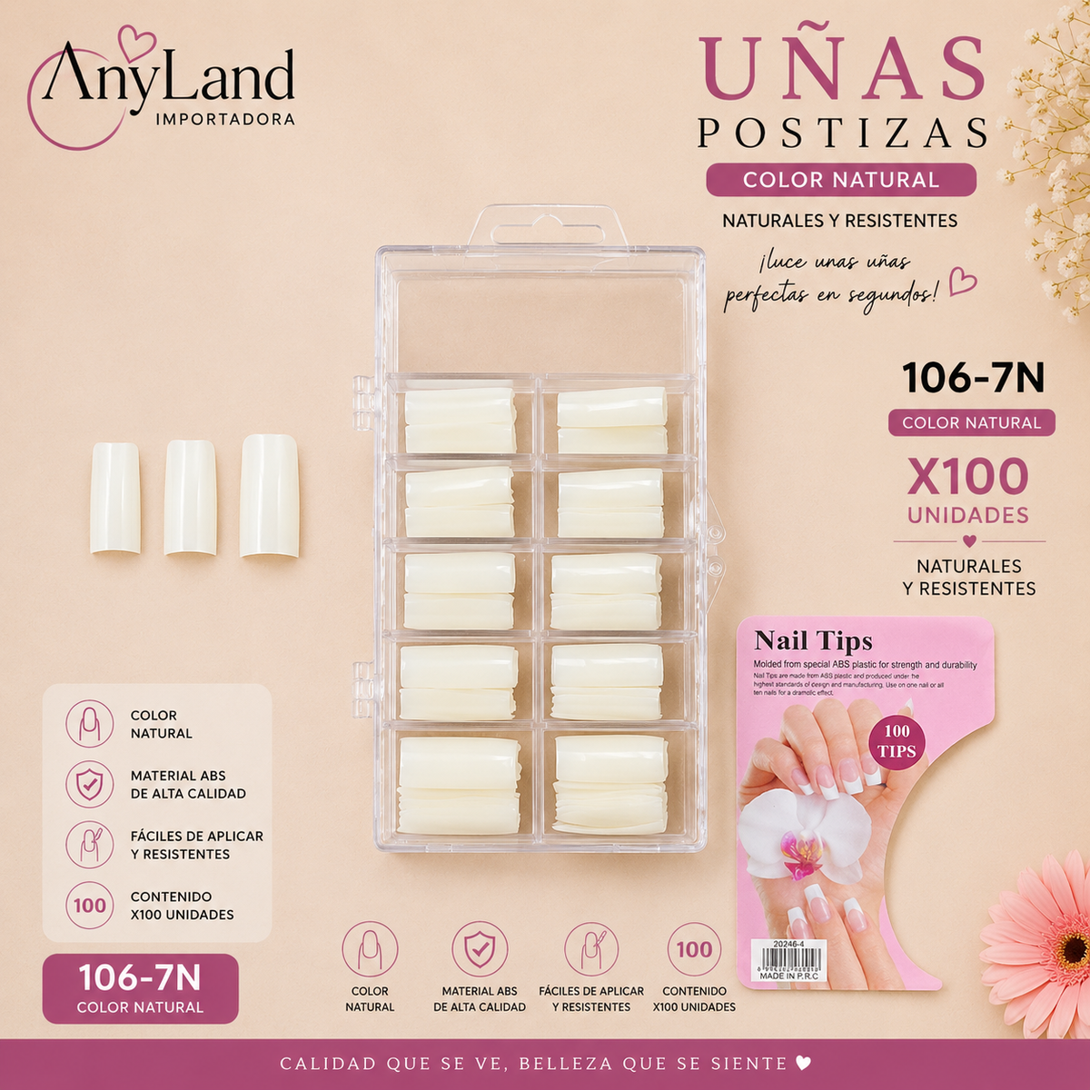 Extension de uñas naturales x100 (106-7N)