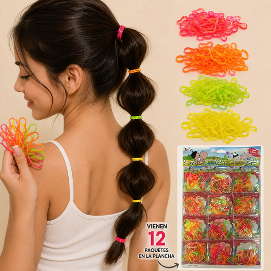 Ligas de plastico para cabello por 12 paquetes (1001)