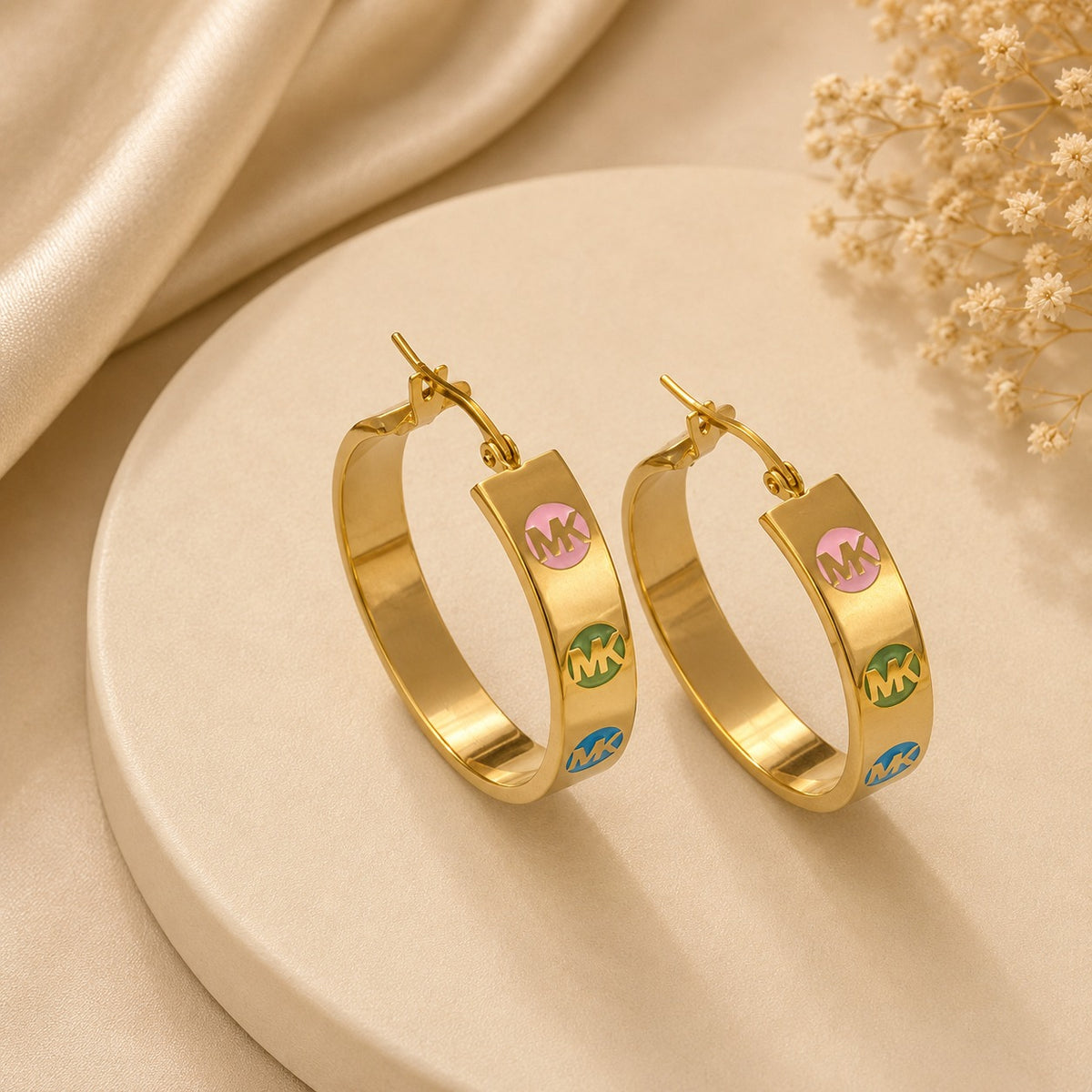 Argollas dorado de acero quirúrgico (COD.88-187)