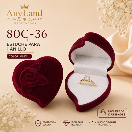 Cajita de gamuza para 1 anillo de corazón x12 (80C-34-36)