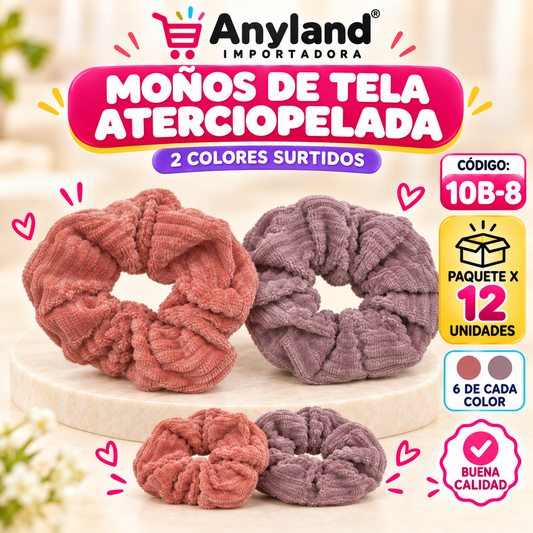 Moños atercipelada en 2 colores  X 12 unidades (10B-8)