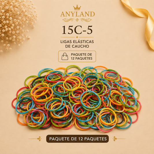 Ligas de caucho colores funda por 12 paquetes (15C-5)