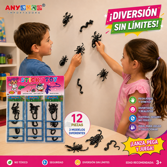 Pegaloco negro de animales  x12 unid. (74F-9)