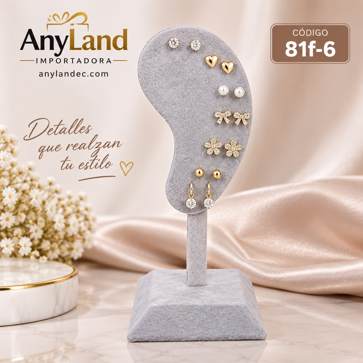 Exhibidor para aretes de terciopelo (81F-6-7) dos colores
