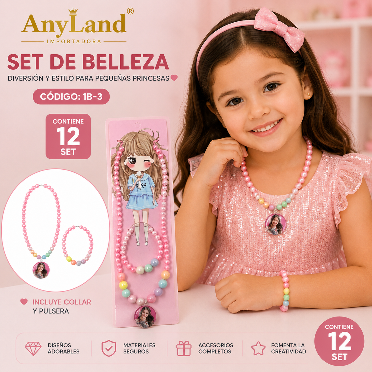 Set de cadena y pulsera x 12 set (1B-3)