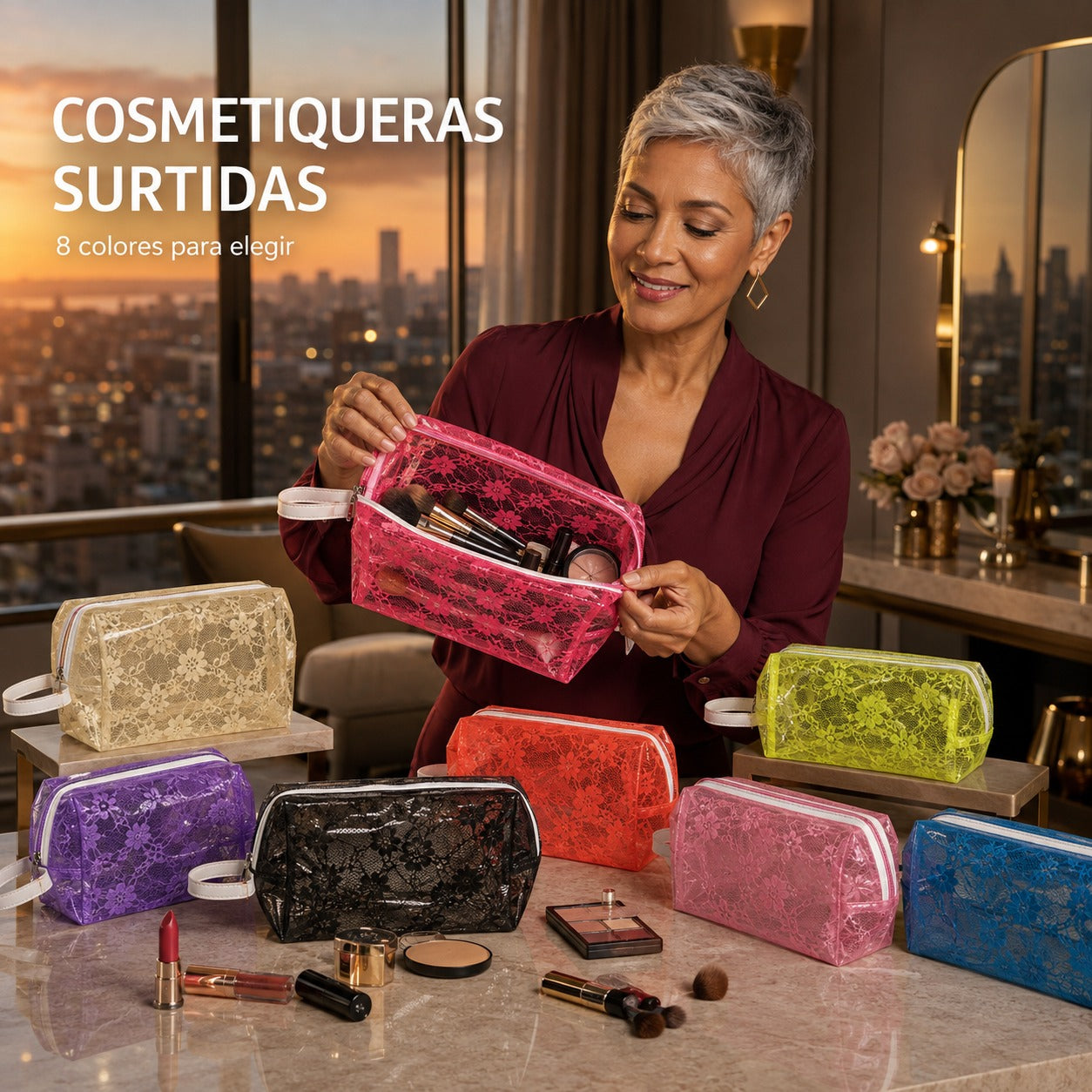Cosmetiquera plastico transparente impermeable UND  (40-9)