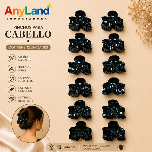 Pinchos negro pequeño x 12 unidades (4F-65)