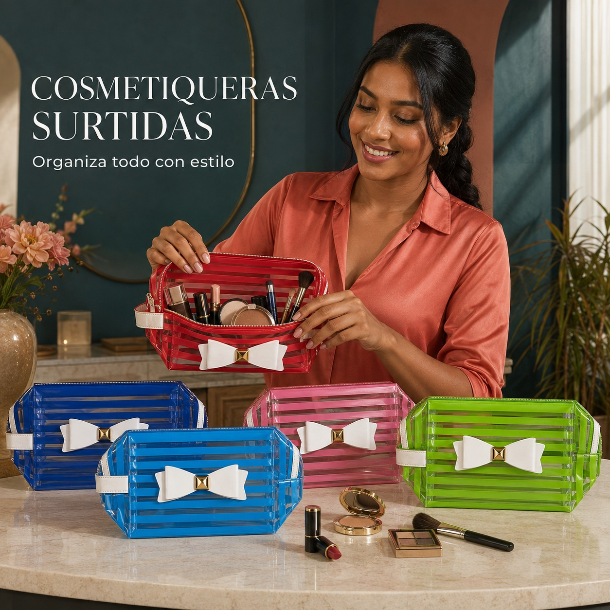 Cosmetiquera plastico transparente impermeable UND  (40-8)