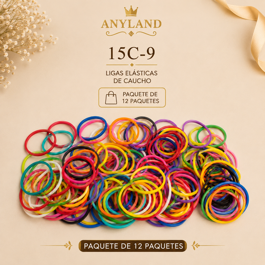 Ligas de caucho colores funda por 12 paquetes (15C-9)