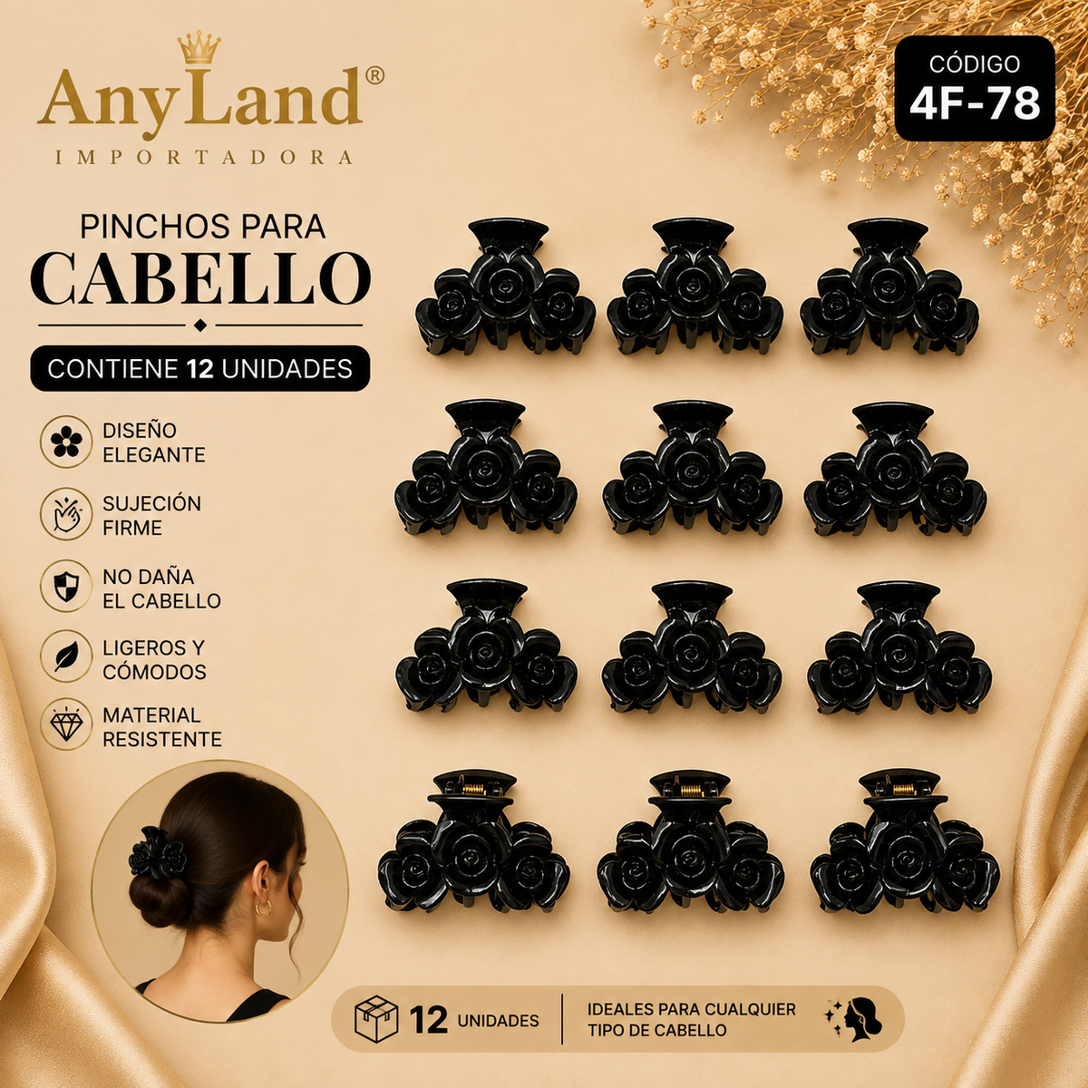 Pinchos engomados negro grande x 12 unidades (4F-78)