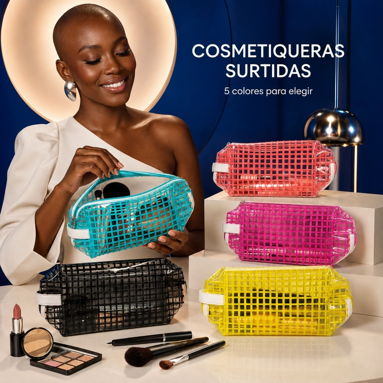Cosmetiquera plastico transparente impermeable UND  (40-5)