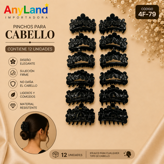 Pinchos negro engomado grande x 12 unidades (4F-79)