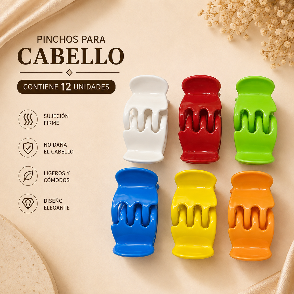 Pinchos Econ. de colores grandes x 12 unidades (4B-56)