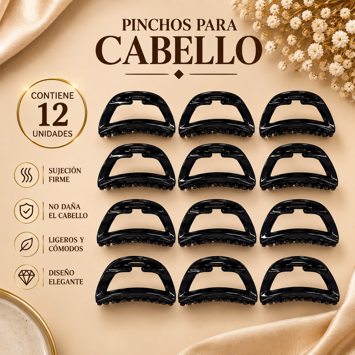 Pinchos negro grande x 12 unidades (4F-43)