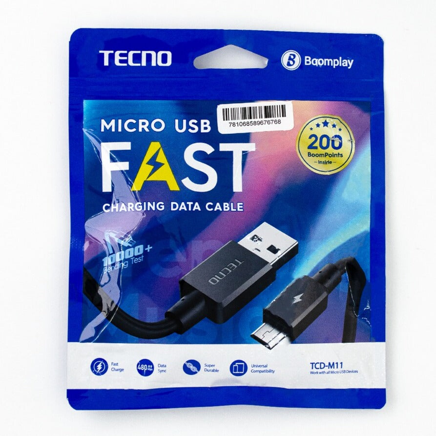 Cable Tecno Micro USB 1m Carga Rápida